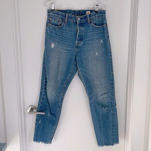 Levi’s white oak cone denim jeans.